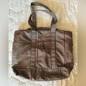Lauren Ralph Lauren Small Brown Houndstooth Tote Bag